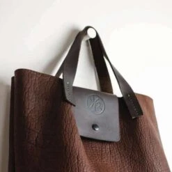 Brown Bison Leather Tote Bag -Home And Daily Necessities Store 800x800 Bison Leather tote close up 600x600 1