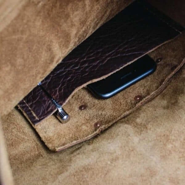 Tan Kodiak Leather Roll Top Backpack 6 Tan Kodiak Leather Roll Top Backpack - Image 4