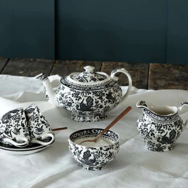 Black Regal Peacock Tea Set 4 Black Regal Peacock Tea Set - Image 2
