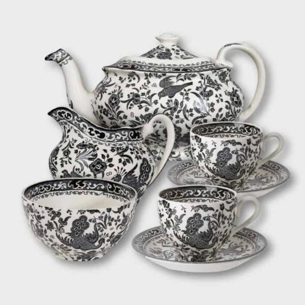 Black Regal Peacock Tea Set 3 Black Regal Peacock Tea Set