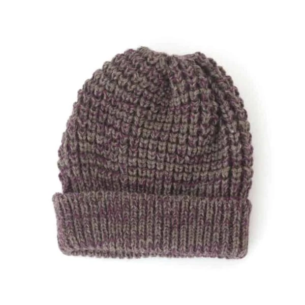 Natural Purple & Grey Beanie 4 Natural Purple & Grey Beanie - Image 2