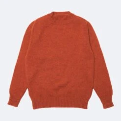 Burnt Orange Dean Lambswool Crew Neck Jumper