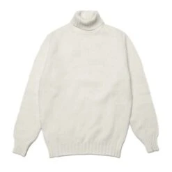 Ecru Newman Lambswool Roll Neck Jumper
