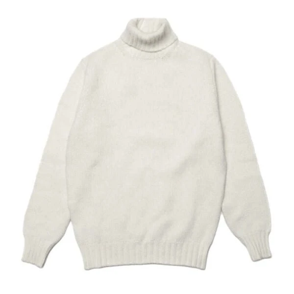 Ecru Newman Lambswool Roll Neck Jumper 3 Ecru Newman Lambswool Roll Neck Jumper