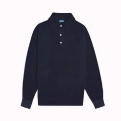 Navy Kelly Long Sleeve Sports Collar Jumper