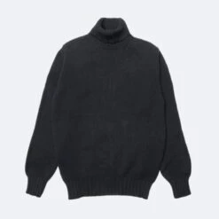 Black Newman Lambswool Roll Neck Jumper