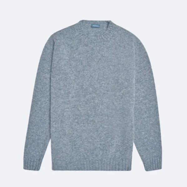 Pale Blue Wreay Shetland Wool Crew Neck 3 Pale Blue Wreay Shetland Wool Crew Neck
