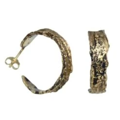 Medium Bronze Bark Hoop Earrings
