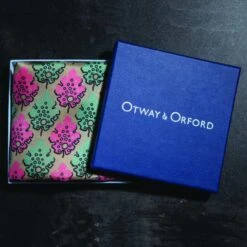 Motif Silk Pocket Square – Camel, Green & Pink -Home And Daily Necessities Store Motif camel in box