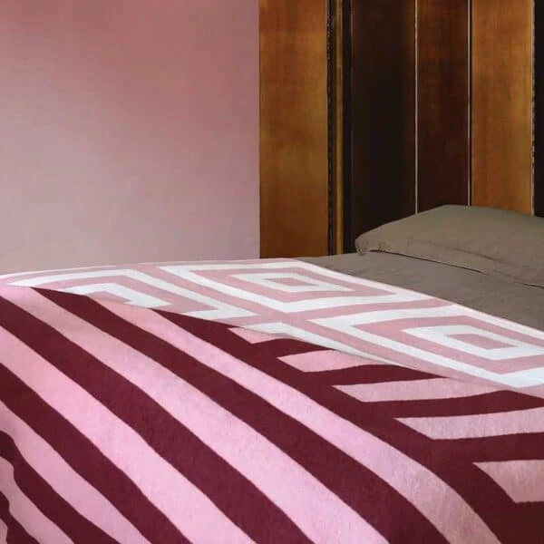 Recycled Cotton Nola Throw – Pink & White 4 Recycled Cotton Nola Throw – Pink & White - Image 2