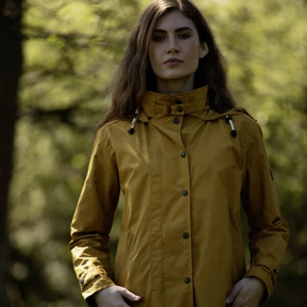Women’s Brighton Staywax Parka – Mustard 4 Women’s Brighton Staywax Parka – Mustard - Image 2