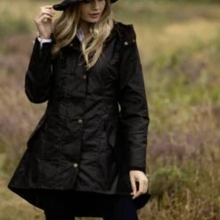 Women’s Olivia Waxed Jacket – Black -Home And Daily Necessities Store OB Chelsea waxed jacket black lifestyle 1 600x600 1