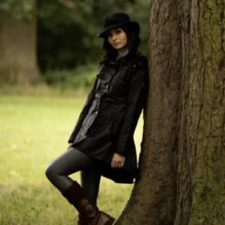 Women’s Olivia Waxed Jacket – Black -Home And Daily Necessities Store OB Chelsea waxed jacket black lifestyle 600x600 1