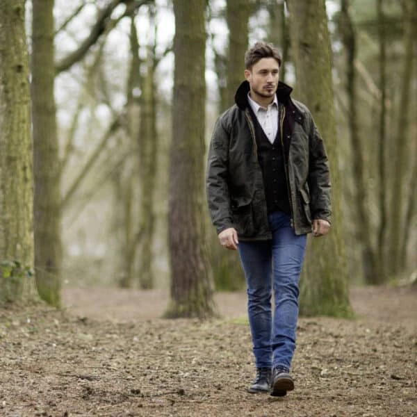 Men’s Chelsea Padded Wax Antique Coat – Green 4 Men’s Chelsea Padded Wax Antique Coat – Green - Image 2