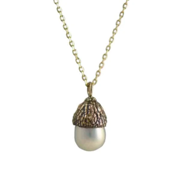 Pearl Acorn Necklace 3 Pearl Acorn Necklace