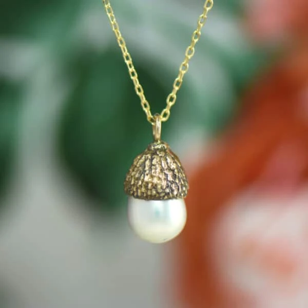 Pearl Acorn Necklace 5 Pearl Acorn Necklace - Image 3