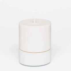 White Large Holder And Candle Set