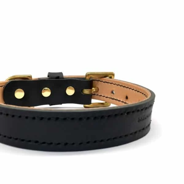 Raven Black Leather Dog Collar 4 Raven Black Leather Dog Collar - Image 2