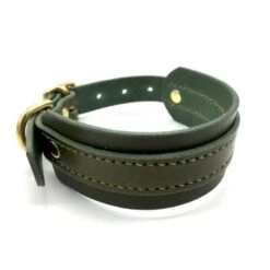 Olive Green Leather Sighthound Collar