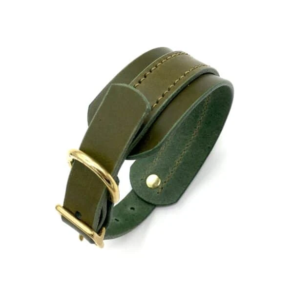 Olive Green Leather Sighthound Collar 4 Olive Green Leather Sighthound Collar - Image 2