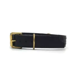 Raven Black Leather Sashiko Leather Dog Collar