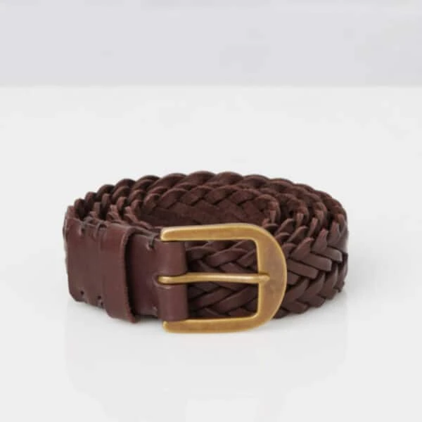 Walnut Brown Brass Braided Belt 3 Walnut Brown Brass Braided Belt