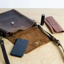 Brown Kodiak Leather Over The Shoulder Bag -Home And Daily Necessities Store brown leather over the shoulder bag with phone 600x600 1