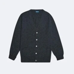 Charcoal Stewart Fine Lambswool Cardigan