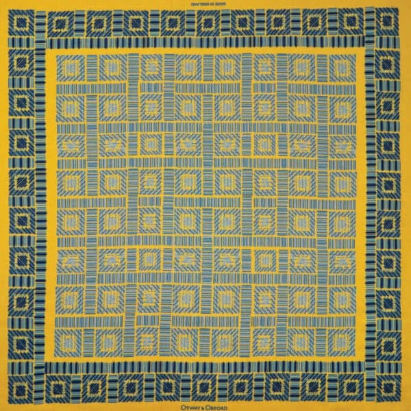 City Squares Silk Pocket Square – Gold With Blue 5 City Squares Silk Pocket Square – Gold With Blue - Image 3
