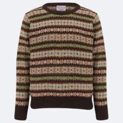 Men’s Country Fair Isle Crew – Coffee
