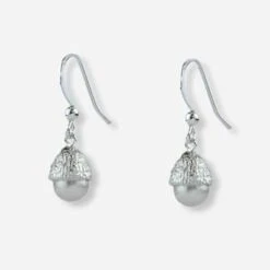 Silver Pearl Acorn Earrings