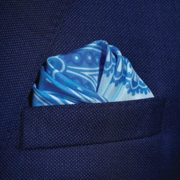 Kaleidoscope Silk Pocket Square – Turquoise 7 Kaleidoscope Silk Pocket Square – Turquoise - Image 5