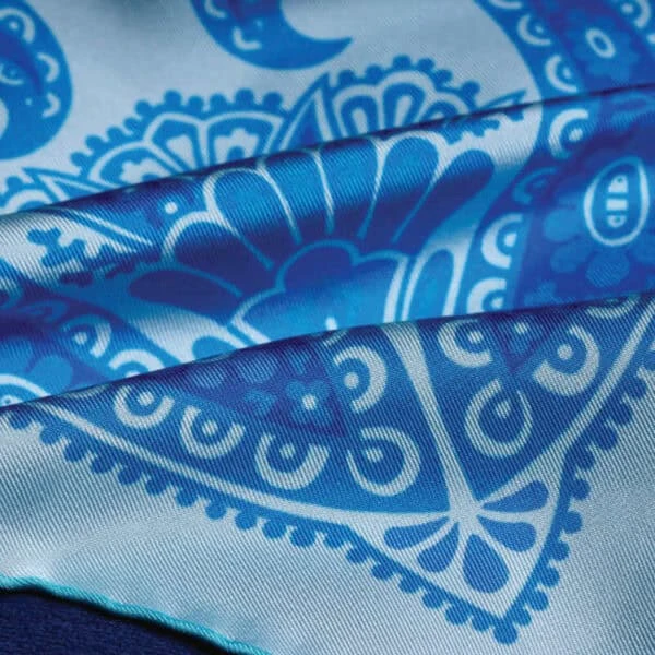 Kaleidoscope Silk Pocket Square – Turquoise 3 Kaleidoscope Silk Pocket Square – Turquoise