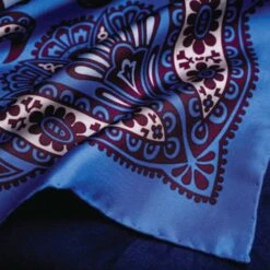Kaleidoscope Silk Pocket Square – Blue, Burgundy & Cream