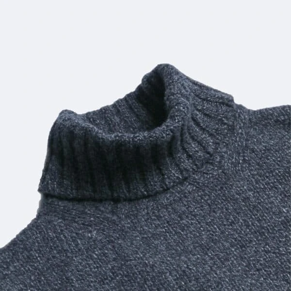 Navy Newman Lambswool Roll Neck Jumper 4 Navy Newman Lambswool Roll Neck Jumper - Image 2