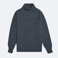 Navy Newman Lambswool Roll Neck Jumper