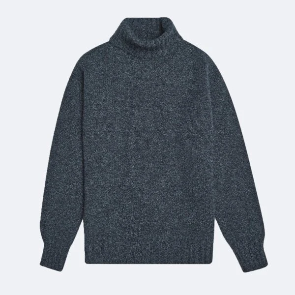 Navy Newman Lambswool Roll Neck Jumper 3 Navy Newman Lambswool Roll Neck Jumper