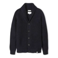 Men’s Navy Waffle Shawl Cardigan