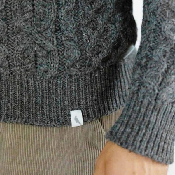 Men’s Grey Hudson Aran Jumper 6 Men’s Grey Hudson Aran Jumper - Image 4