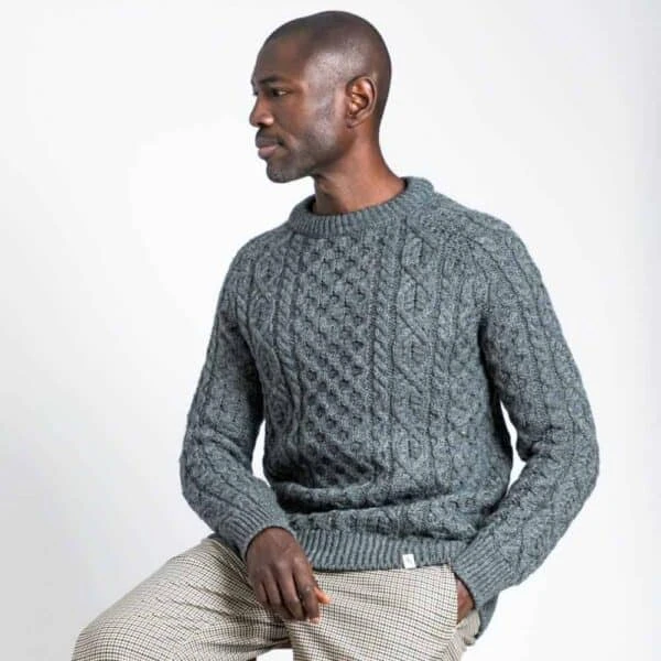 Men’s Grey Hudson Aran Jumper 4 Men’s Grey Hudson Aran Jumper - Image 2
