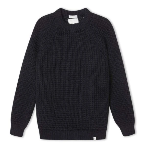 Men’s Navy Waffle Crew Neck Jumper 3 Men’s Navy Waffle Crew Neck Jumper