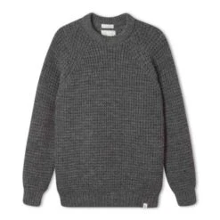 Men’s Grey Waffle Crew Neck Jumper