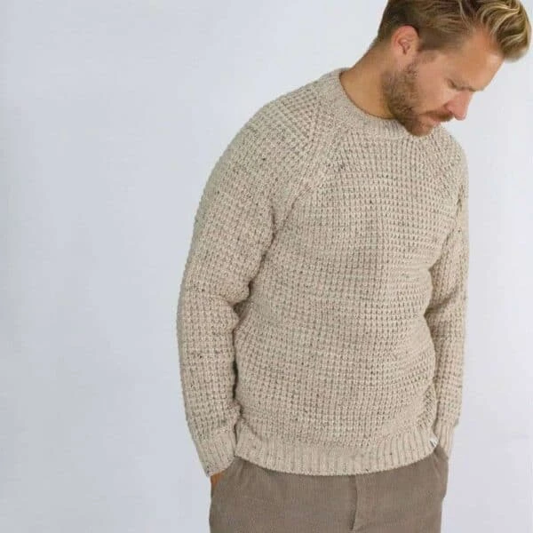 Men’s Waffle Crew Neck Jumper – Skiddaw 5 Men’s Waffle Crew Neck Jumper – Skiddaw - Image 3