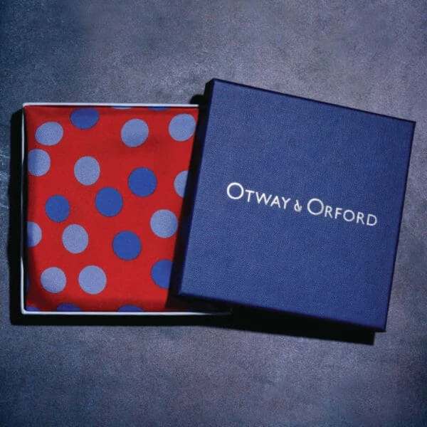 Planetarium Silk Pocket Square – Red & Blue 6 Planetarium Silk Pocket Square – Red & Blue - Image 4