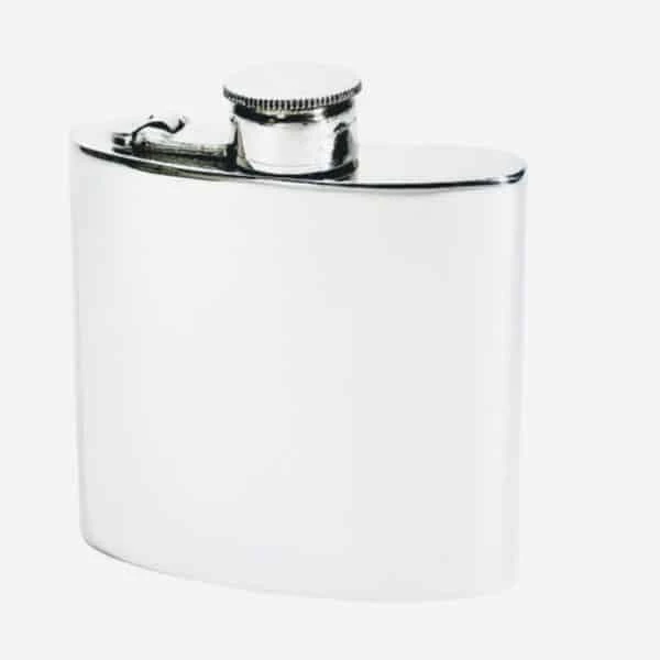 Kidney Shaped Pewter Hip Flask 3 Kidney Shaped Pewter Hip Flask