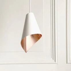 ARC Pendant In White And Brushed Copper