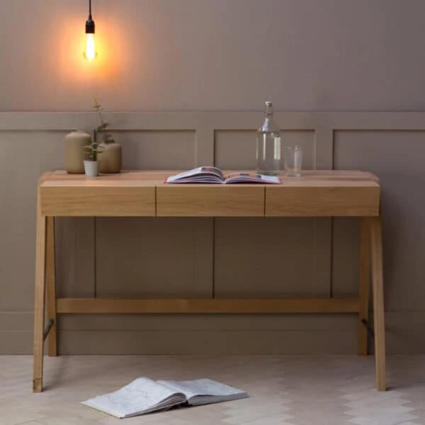 Yackt Three Drawer Desk In Oak 4 Yackt Three Drawer Desk In Oak - Image 2