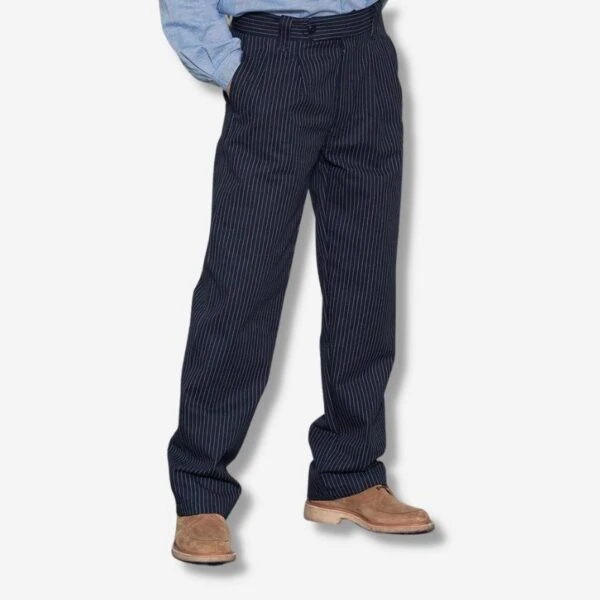 Chalk Pinstripe Cotton Work Trousers 3 Chalk Pinstripe Cotton Work Trousers